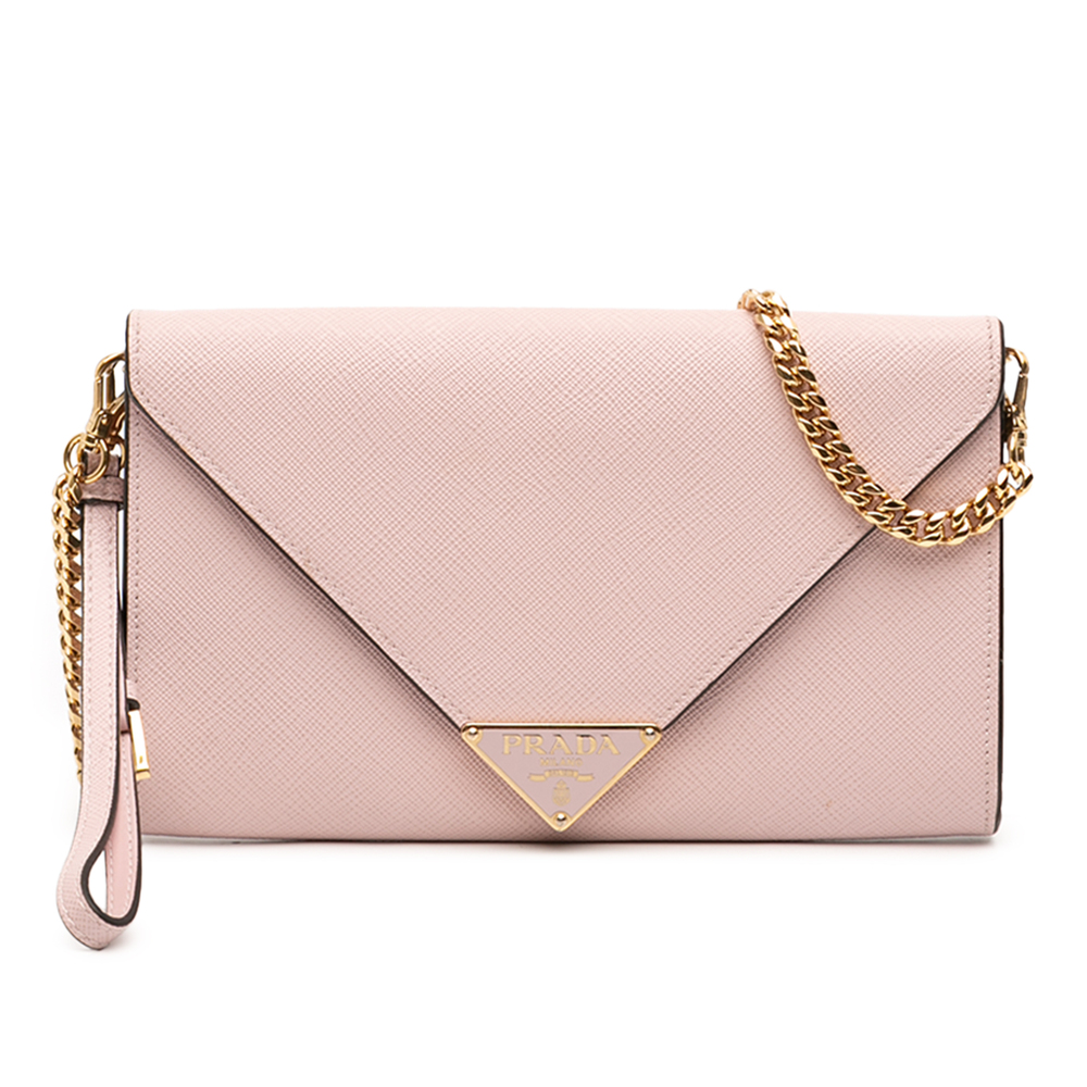 Pre-Loved Prada Saffiano Envelope Chain Clutch